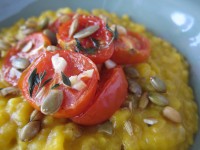 Whole-Grain Butternut Squash Risotto Recipe with Oven-Roasted Tomatoes & Pepitas