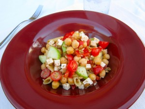 Summer Pasta Salad with Chickpeas and Summer Vegetables