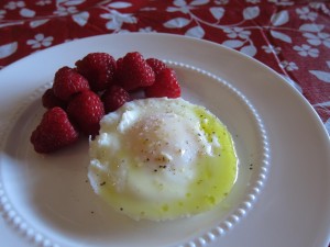 Egg cooked in Trudeau microwave egg poacher breakfast