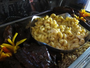 Mac and cheese and barbecued ribs at University of Phoenix stadium loft