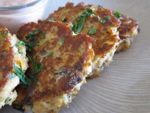 Pantry Salmon Cakes Recipe with Creamy Cocktail Sauce