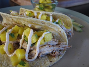 Turkey Tacos with Mango Salsa and Sriracha Aioli