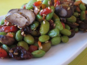 Vegan Edamame Mushroom Stir-Fry with and Sesame Seeds