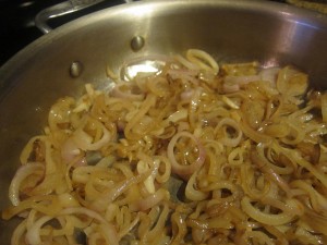 Caramelizing shallots.