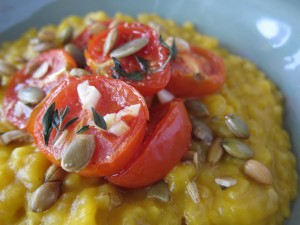 Whole-Grain Butternut Squash Risotto Recipe with Oven-Roasted Tomatoes & Pepitas