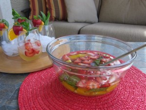 Sauvignon Blanc white sangria recipe with orange, strawberries and mint