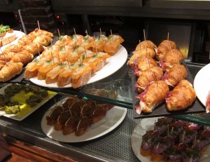 Spanish tapas: Smoked salmon and jamon croissants