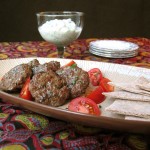 Broiled Beef Patties with Cucumber-Mint Greek Yogurt Dip