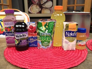 Okay kids drinks: select juices like 100% concord grape juice, sports drinks, coconut water