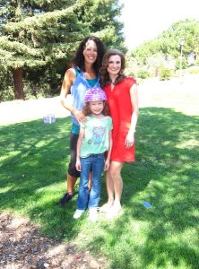 Michelle Dudash on the California Raisin commercial set with Julie