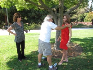 Michelle Dudash on set for the California Raisin commercial shoot