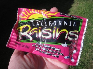 California Raisins snack pouch