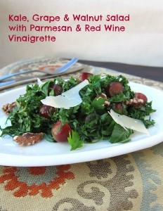 Kale, Grape & Walnut Salad with Parmesan and Red Wine Vinaigrette