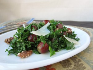 Kale, Grape & Walnut Salad with Parmesan and Red Wine Vinaigrette