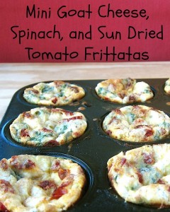 Baked Mini Frittatas with Goat Cheese, Spinach & Sundried Tomatoes