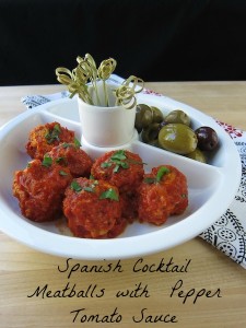 Spanish Cocktail Meatballs with Piquillo Pepper Tomato Sauce