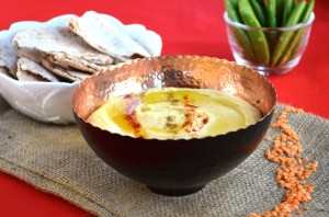 Red lentil hummus recipe with cumin and sriracha