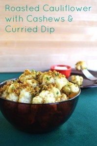 Roasted cauliflower with cashews and curried dip