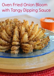 Oven Fried Onion Bloom with Tangy Dipping Sauce (Blooming Onion)