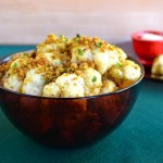 Roasted cauliflower with cashews and curried dip