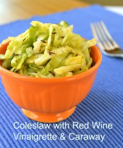 Coleslaw with red wine vinaigrette and caraway seeds