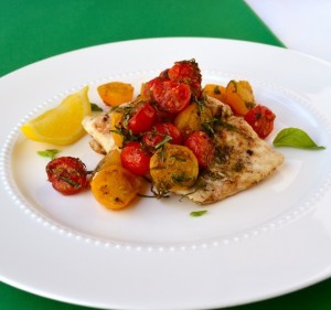 Halibut en Papillote with Cherry Tomatoes, Capers & Garlic