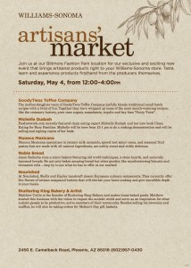 Phoenix book author at Williams-Sonoma Artisan's Market May 4