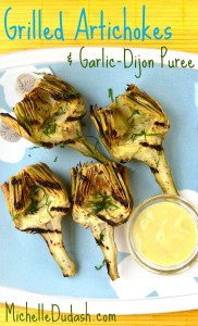 Easy Grilled Artichokes with Roasted Garlic-Dijon Puree