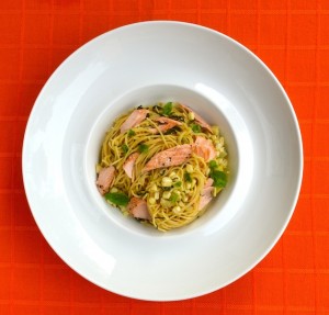 Angel Hair Pasta with Wild Salmon, Corn & Basil