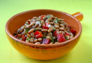 Tepary bean salad with red pepper, cumin and lemon vinaigrette