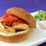 Grilled shrimp po boy sandwiches with fresh herb mayonnaise