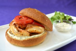Grilled shrimp po boy sandwiches with fresh herb mayonnaise