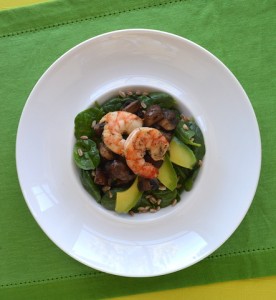 Warm Mushroom and Spinach Salad with Shrimp