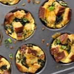 Mini Breakfast Casseroles with Spinach and Cheddar Cheese