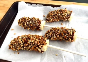 Dark Chocolate Banana Pops with Pecans