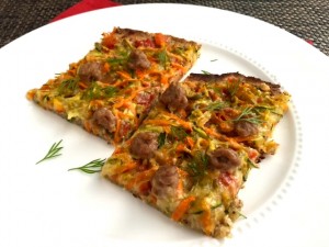 Turkey and Vegetable Confetti Pizza with Almond Flaxseed Crust