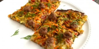 Turkey and Vegetable Confetti Pizza with Almond Flaxseed Crust