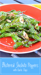 Blistered Shishito Peppers with Garlic Chips are the perfect easy and healthful side dish or appetizer. | Michelle Dudash, RDN