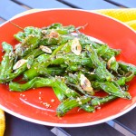Blistered Shishito Peppers With Garlic Chips