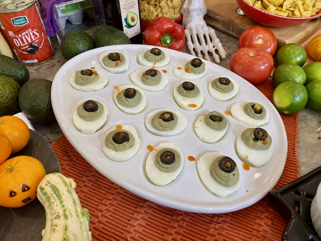 Halloween Deviled Eggs with Avocado